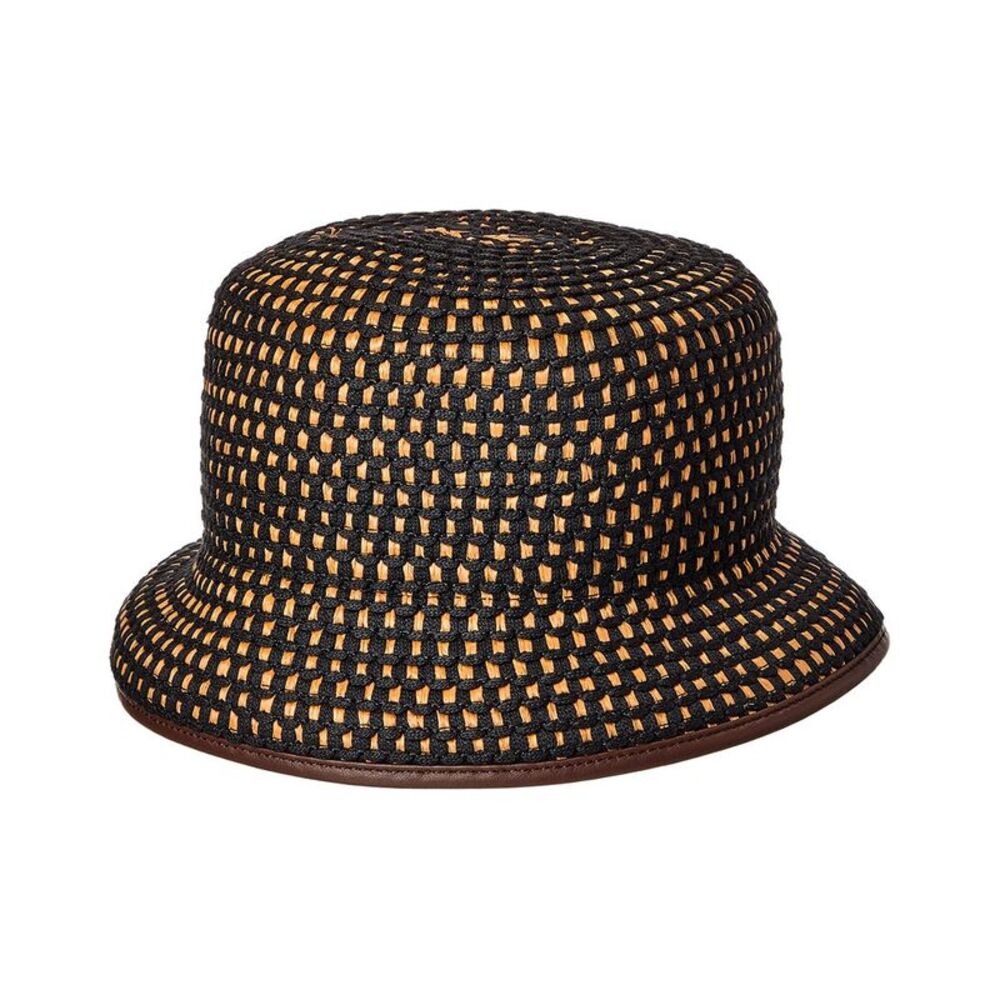 Max Mara Bacino Leather-Trim Hat, Black
